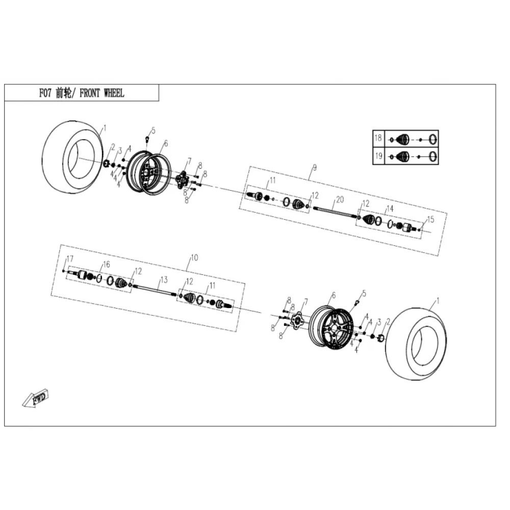 7030-270100 front cv drive shaft LH UTV, CF800-3, 2012-214 nr. 10
