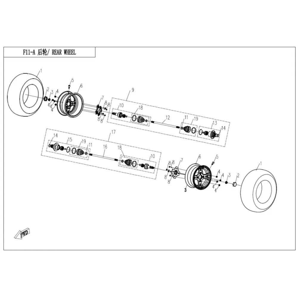 7030-280100 rear cv drive shaft LH UTV, CF800-3, 2012-214 Nr. 17