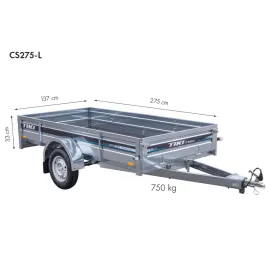Priekaba TikiTreiler CS275-L 750kg 275x137x33