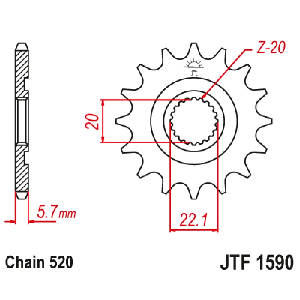 Priekinė žvaigždė JTF1590-13 SC