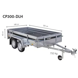 Priekaba TikiTreiler CP300-DLH 750kg 301x148x40