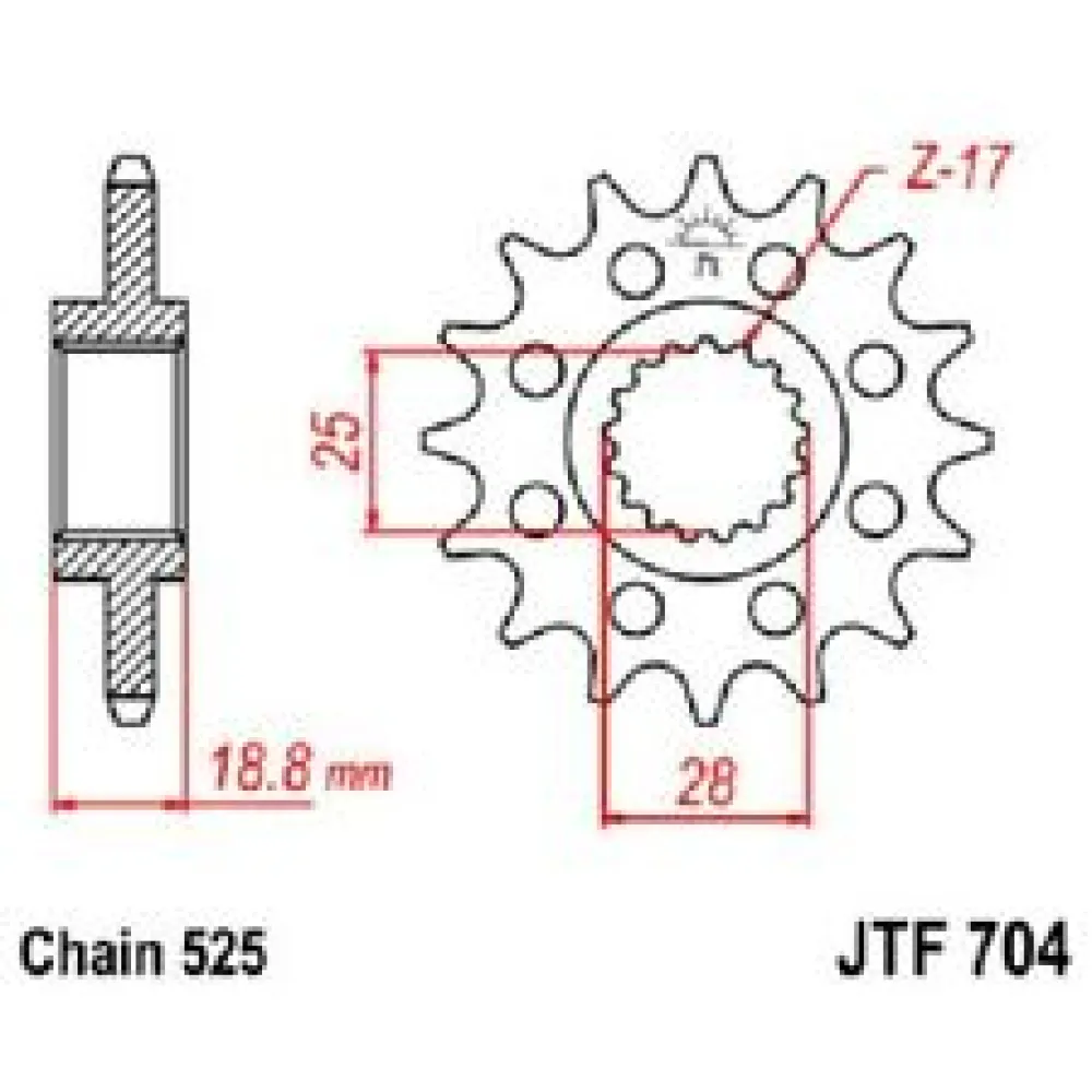 Priekinė žvaigždė JTF 704-17 17T, 525