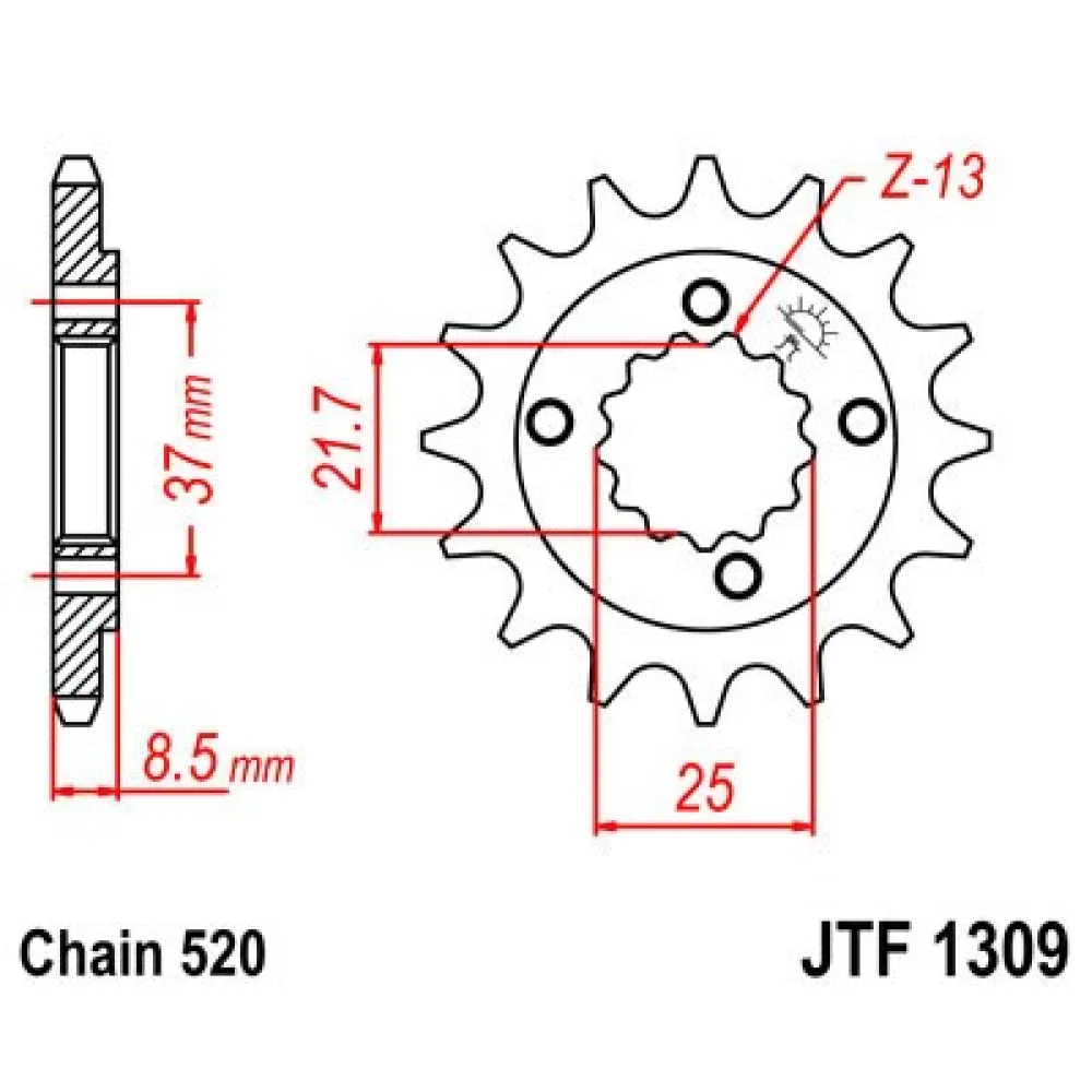Priekinė žvaigždė JTF1309-14 14T, 520