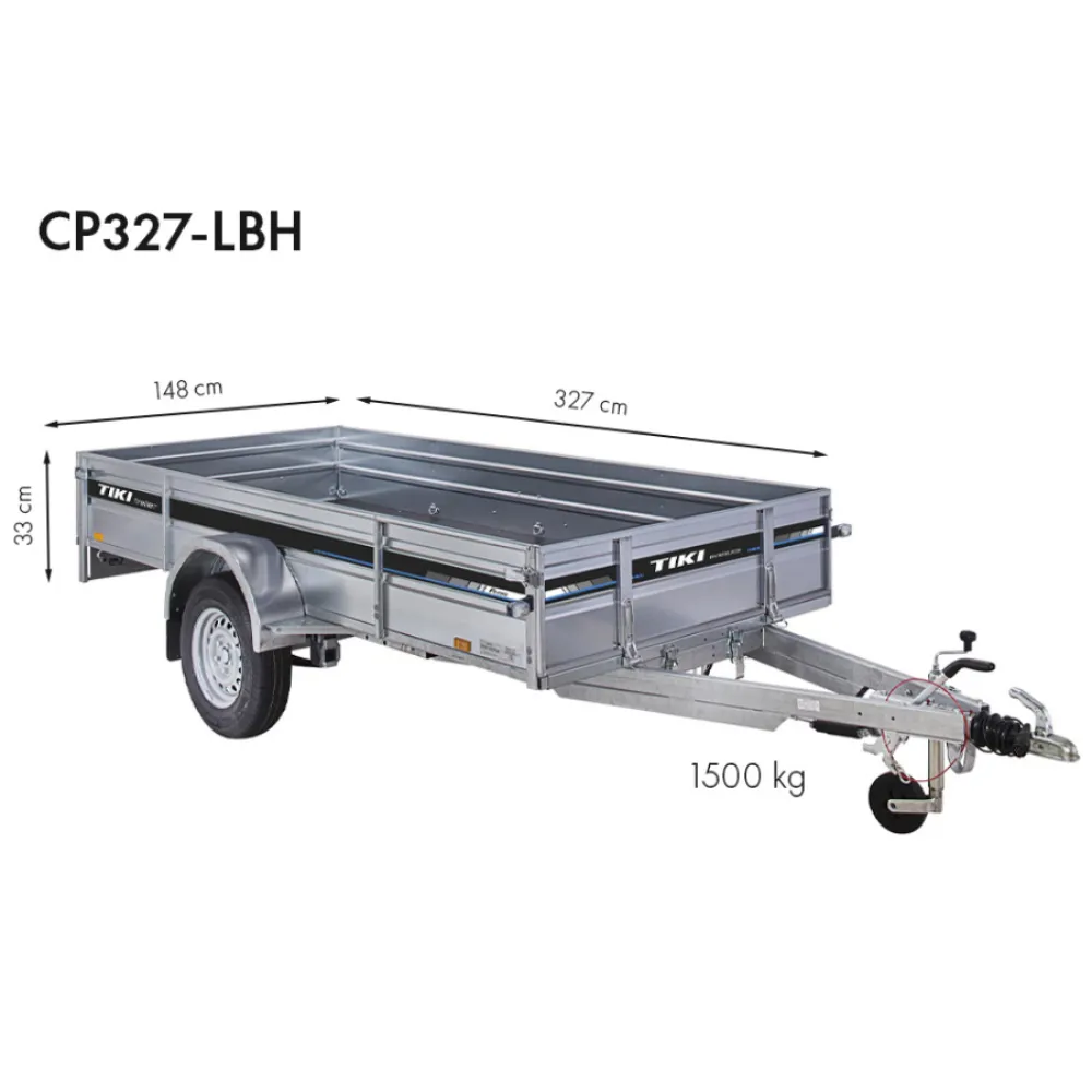 Priekaba TikiTreiler CP327-LBH 1500kg 327x148x33