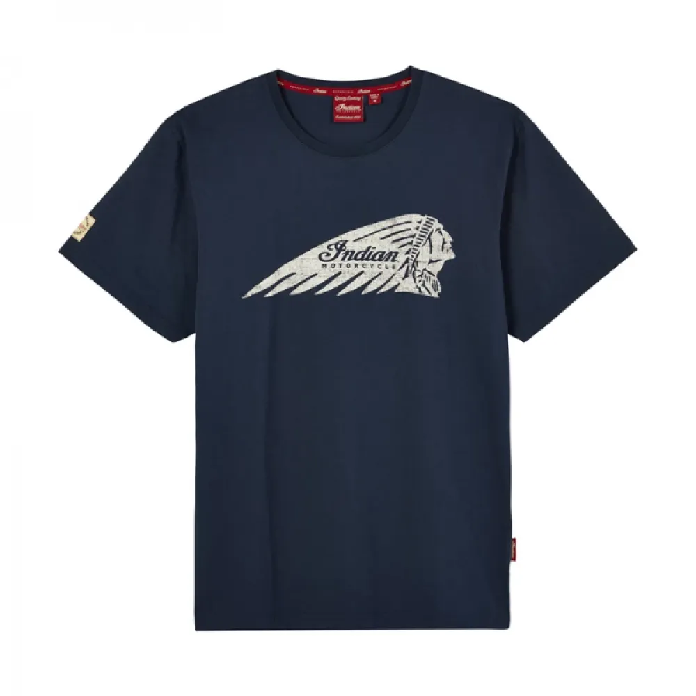 Marškinėliai Indian Motorcycle Men's Faded Headdress T-Shirt Mėlyni