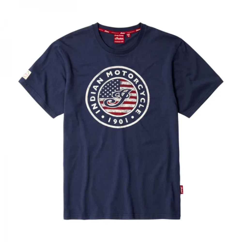 Marškinėliai Indian Motorcycle Men's USA Flag Logo T-Shirt Mėlyni 2XL