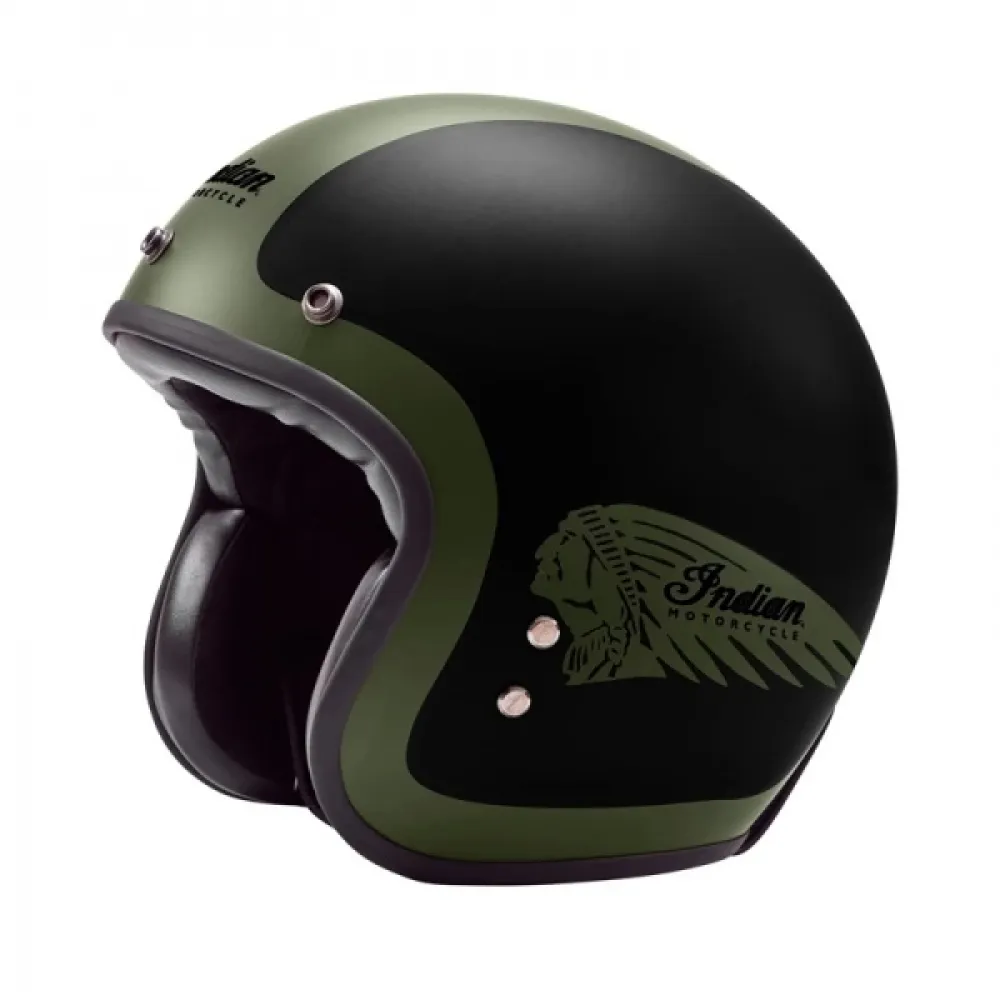 Šalmas Indian Motorcycle Open face matinis Juodas/Žalias S