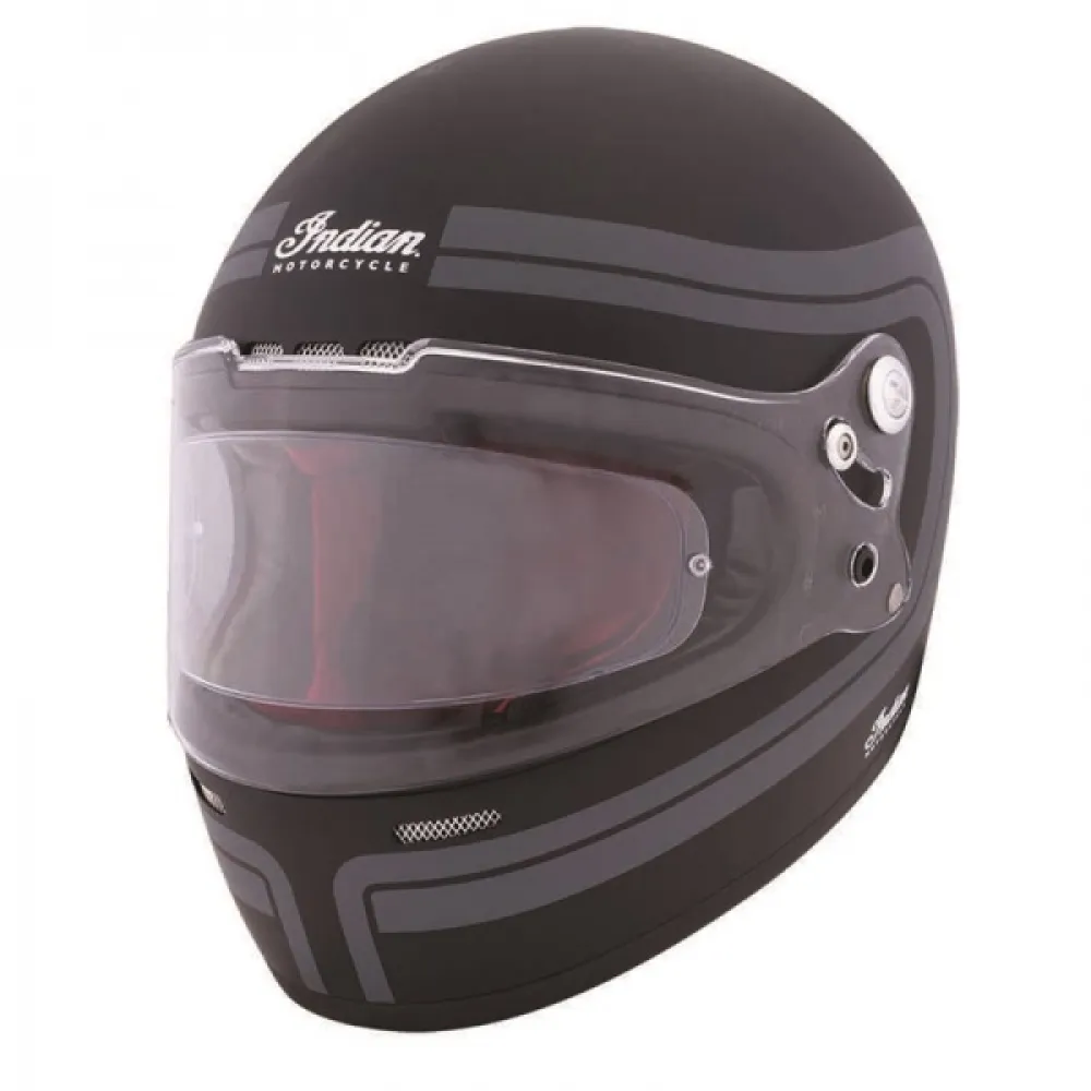 Šalmas Indian Motorcycle Full Face Retro Helmet with Matte Stripes Juodas
