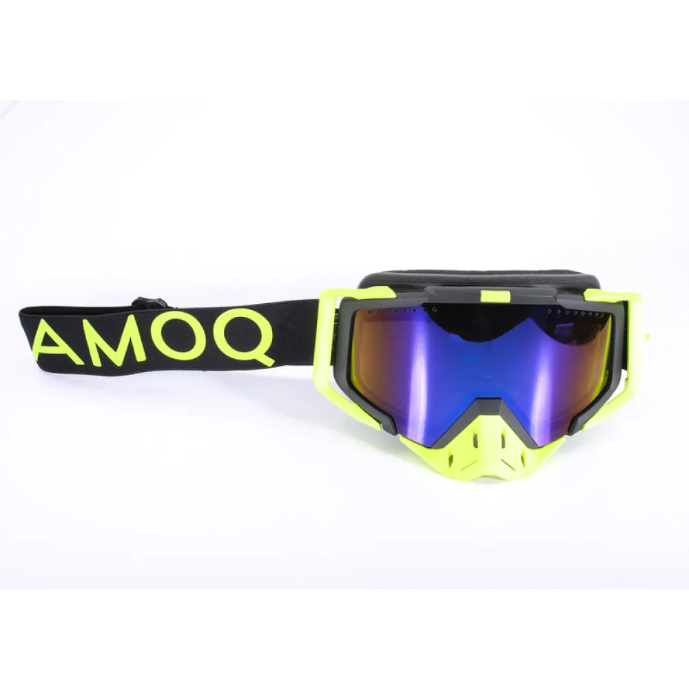 Akiniai AMOQ Aster Snow Goggles Black-HiVis Blue Mirror Mėlynas stiklas