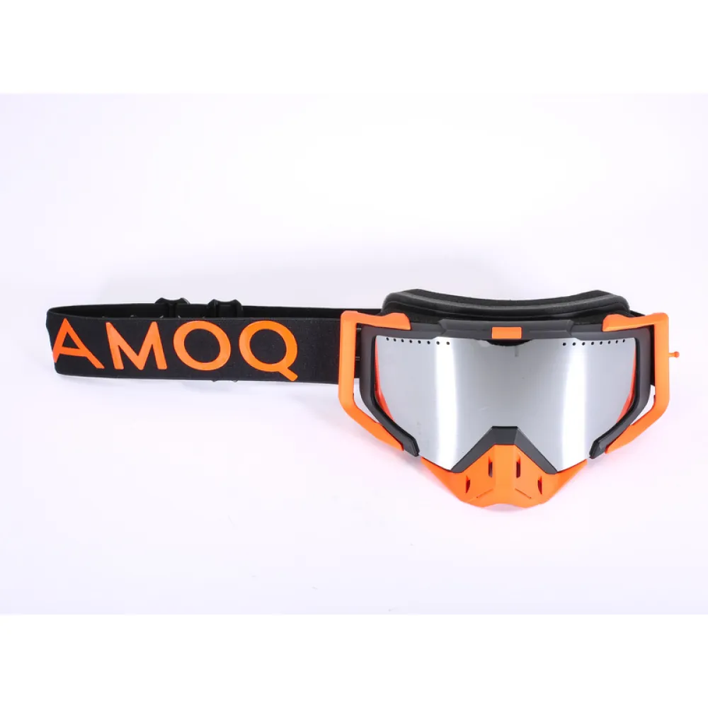Akiniai AMOQ Aster Snow Goggles Black-Orange Silver Mirror Sidabrinis stiklas