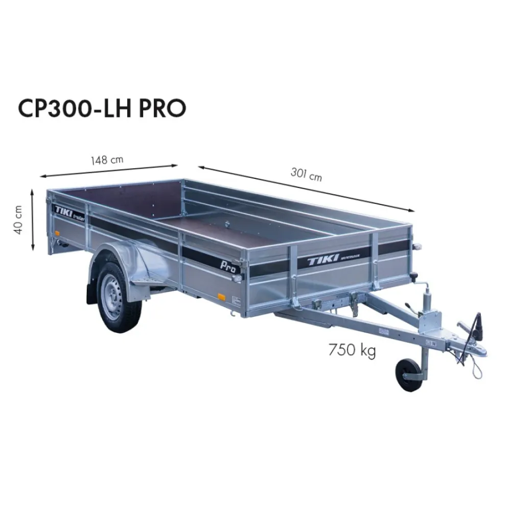 Priekaba TikiTreiler CP300-LH PRO 750kg 301x148x40