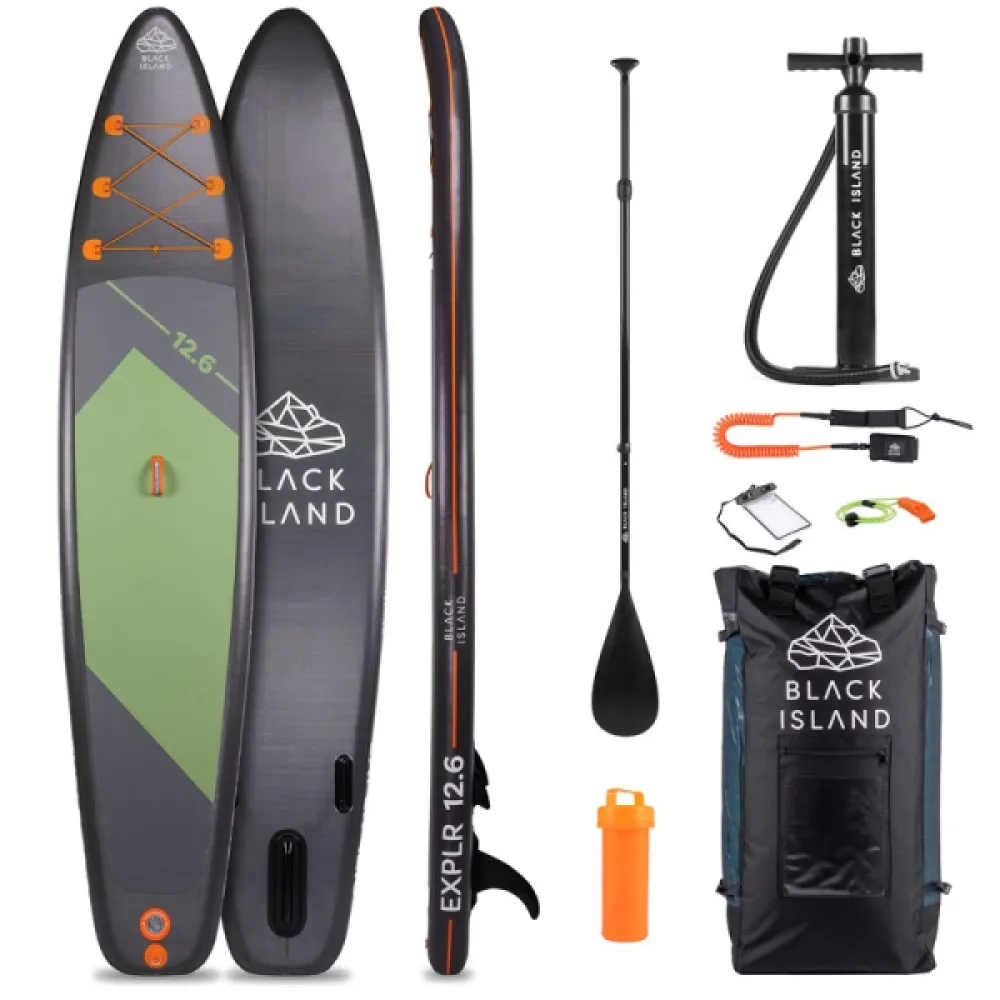 Pripučiamos irklentės komplektas Black Island EXPLR SUP 380cm