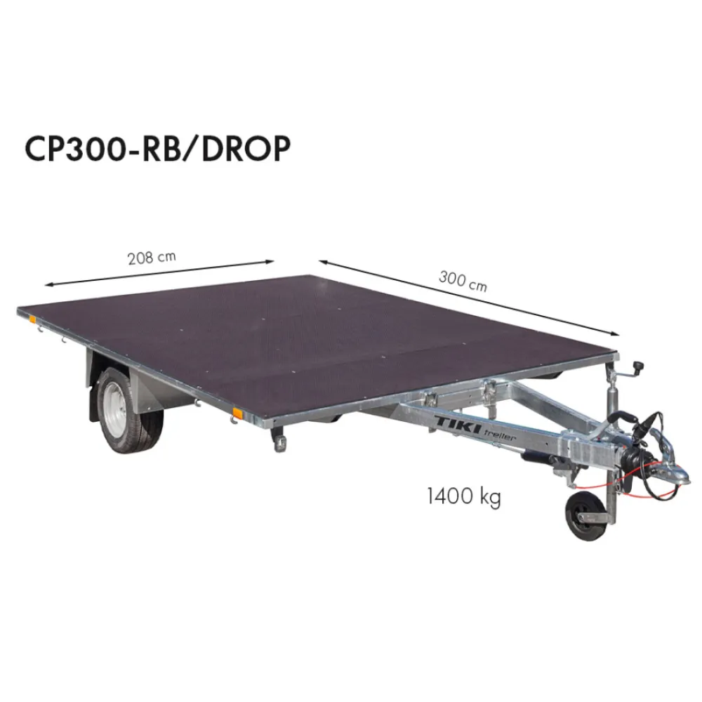 Priekaba TikiTreiler CP300-RB/DROP 1400kg 300x208