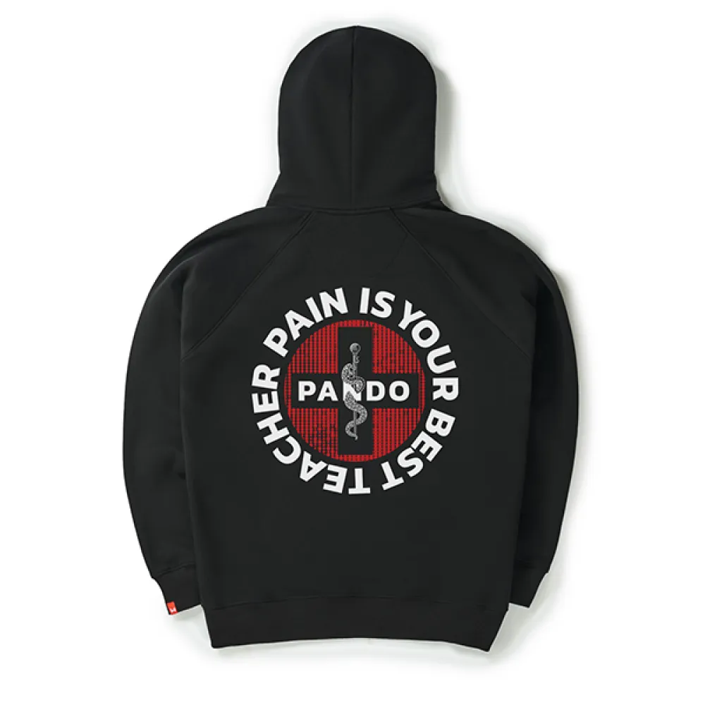 Džemperis Pando MAX PAIN - Oversized Biker Hoodie, Unisex Juodas