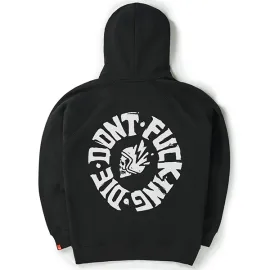 Džemperis Pando MAX DON’T DIE - Oversized Biker Hoodie, Unisex Juodas