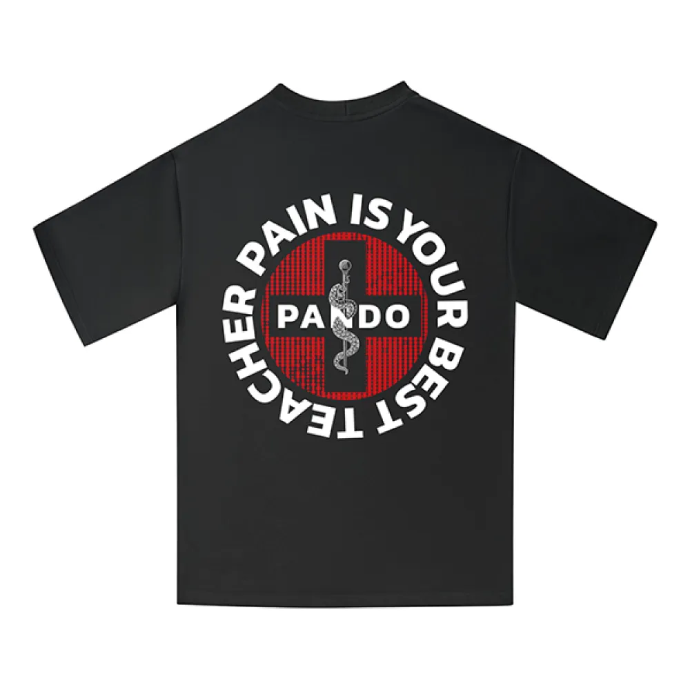 Marškinėliai Pando LUKE PAIN - Oversized T-Shirt for Bikers, Unisex Juodi