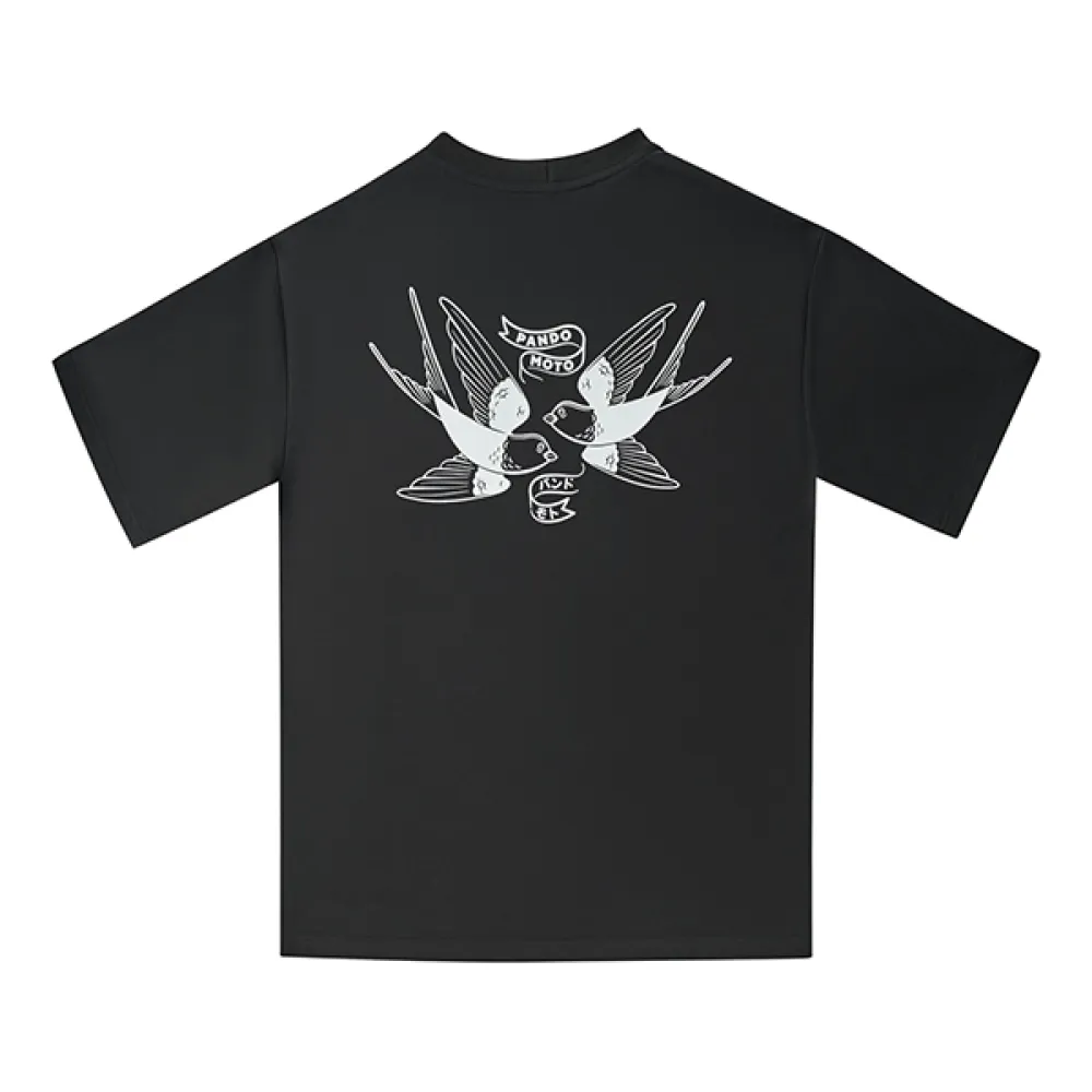 Marškinėliai Pando LUKE TOKYO - Oversized T-Shirt for Bikers, Unisex Juodi
