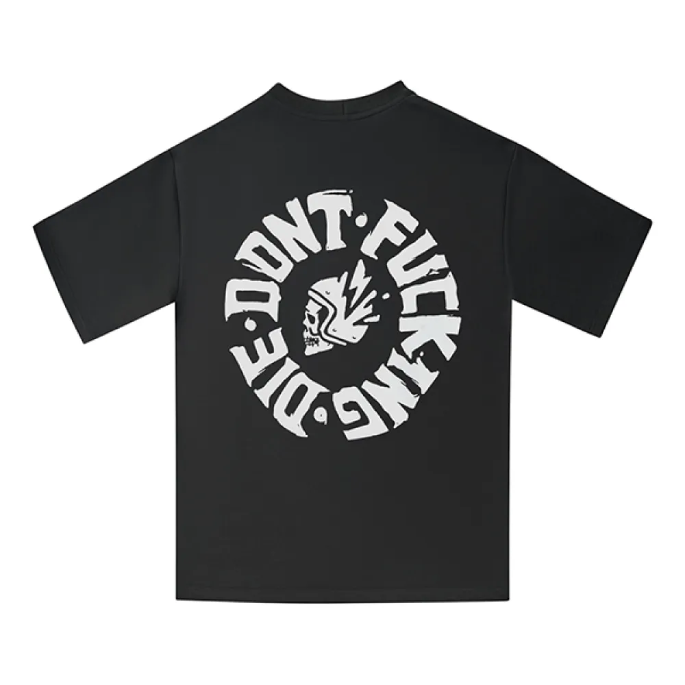 Marškinėliai Pando LUKE DON'T DIE - Oversized T-Shirt for Bikers, Unisex Juodi