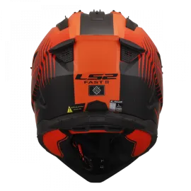 ŠALMAS LS2 MX708 FAST II DUCK MH-V ORANŽINĖ/RAUDONA