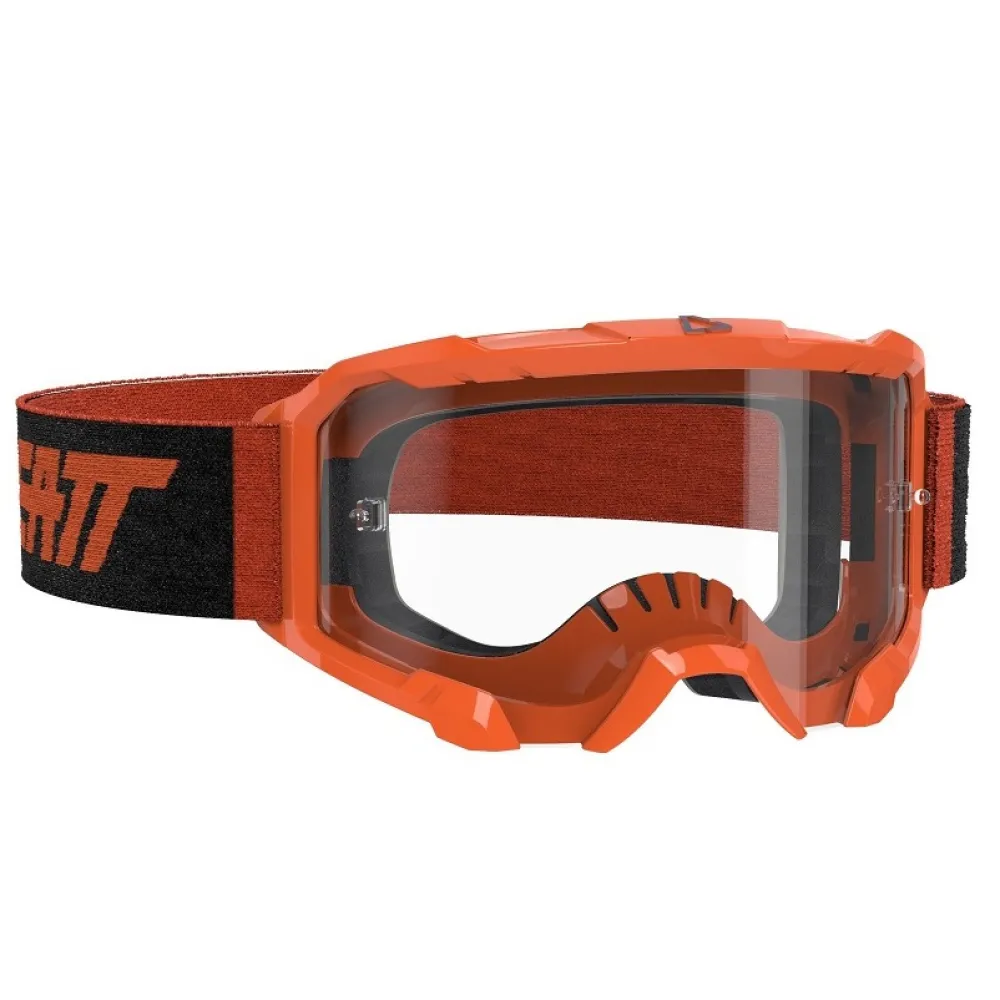AKINIAI LEATT VELOCITY 4.5 NEONINĖ ORANŽINĖ SKAIDRIU STIKLIUKU