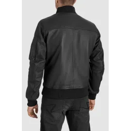Odinė striukė FALCON AVIATOR juoda PANDO MOTO