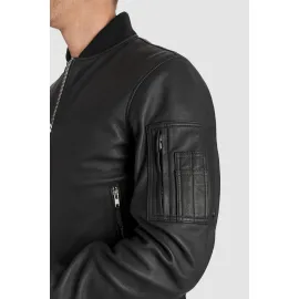 Odinė striukė FALCON AVIATOR juoda PANDO MOTO