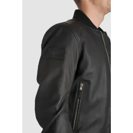 Odinė striukė FALCON AVIATOR juoda PANDO MOTO