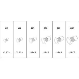 Kniedės srieginės M3-M10, plieninės 150vnt