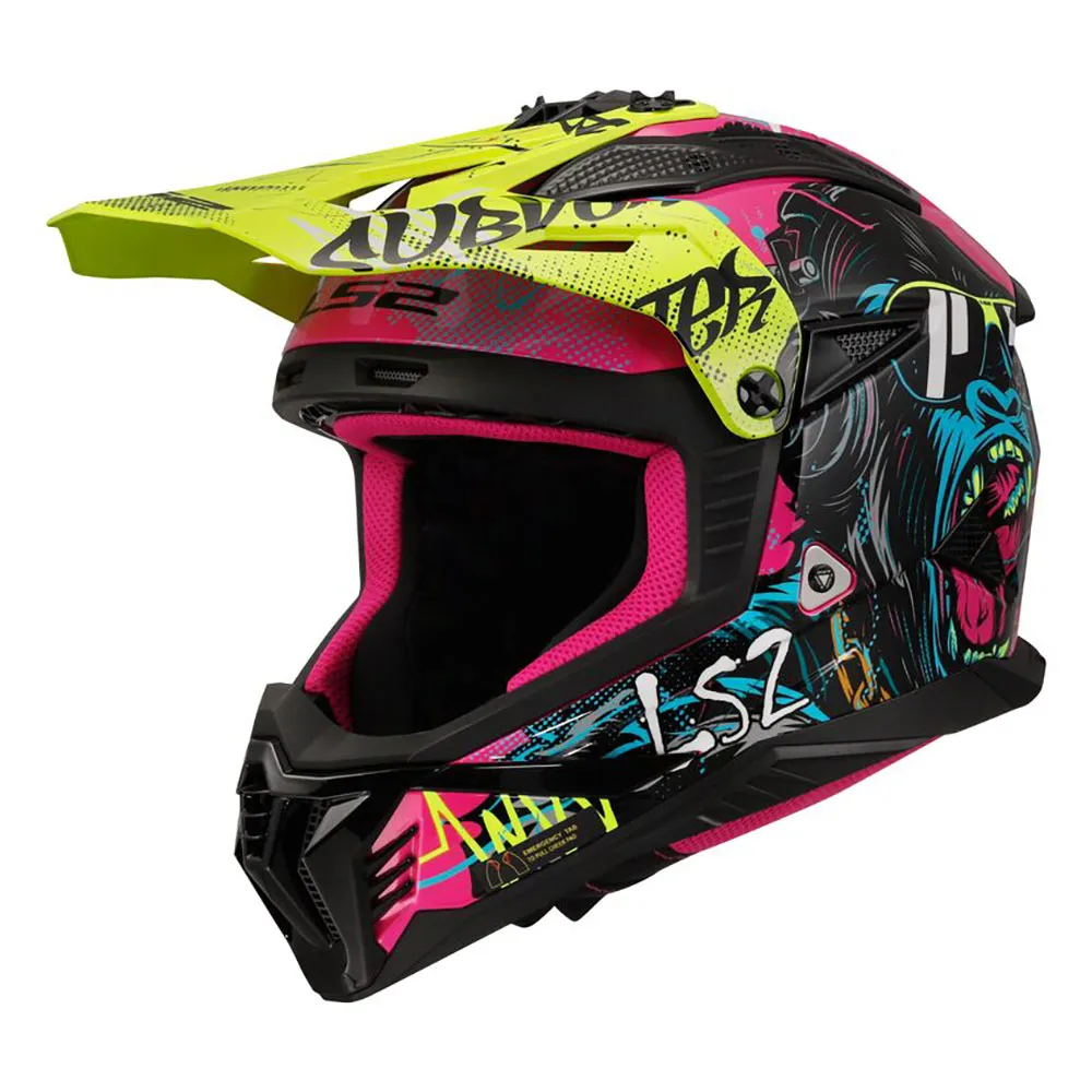 ŠALMAS LS2 FAST 2 GORILLA VIOLETINIS / RYŠKIAI GELTONAS