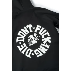DŽEMPERIS SU GOBTUVU – PANDO MOTO MAX DON’T DIE, OVERSIZE, JUODAS, UNISEX