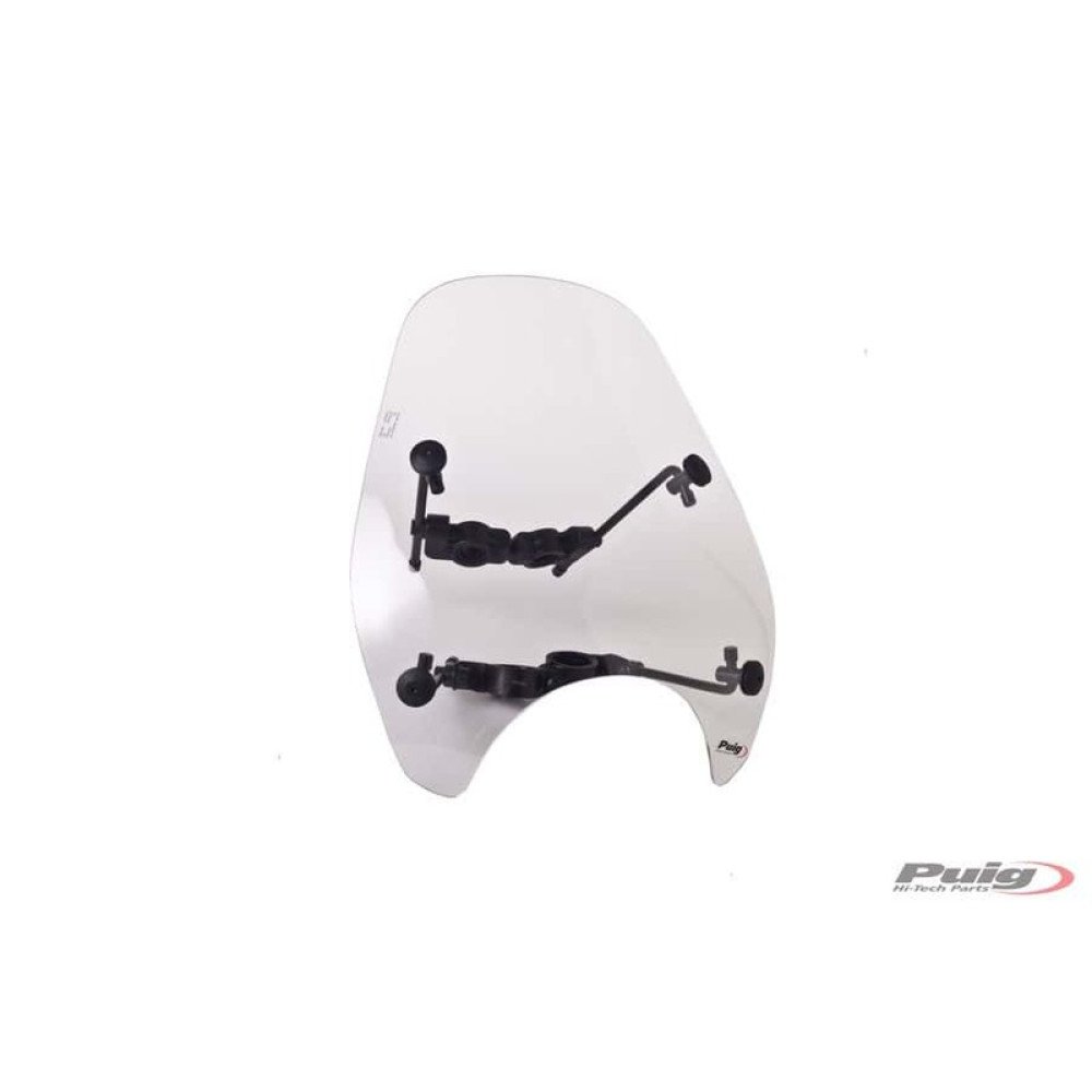 PRIEKINIS PUIG STIKLAS MOTOCIKLUI CUSTOM IC SKAIDRUS
