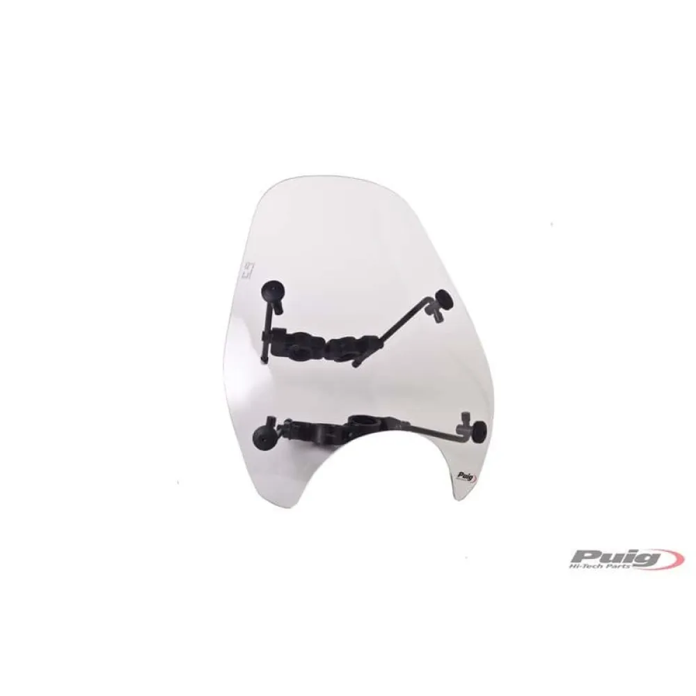PRIEKINIS PUIG STIKLAS MOTOCIKLUI CUSTOM IC SKAIDRUS