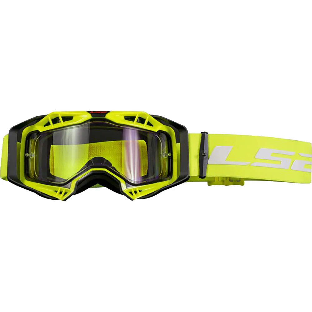 AKINIAI LS2 AURA ENDURO – JUODI / HI-VIS GELTONI, SKAIDRUS STIKLIUKAS