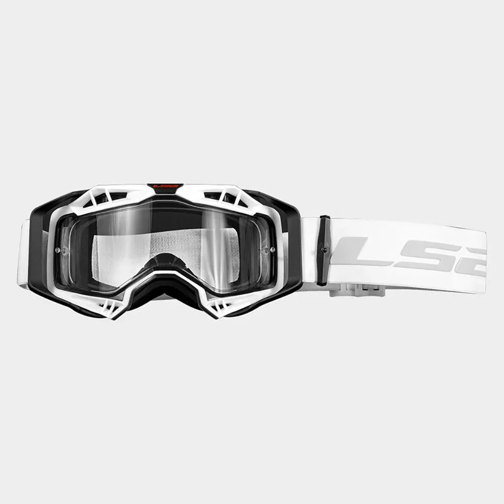 AKINIAI LS2 AURA ENDURO – JUODI / BALTI, SKAIDRUS STIKLIUKAS