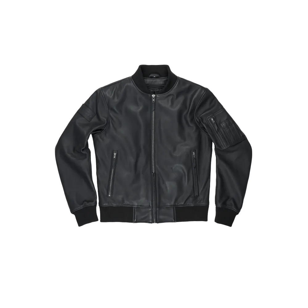 Odinė striukė FALCON AVIATOR juoda PANDO MOTO