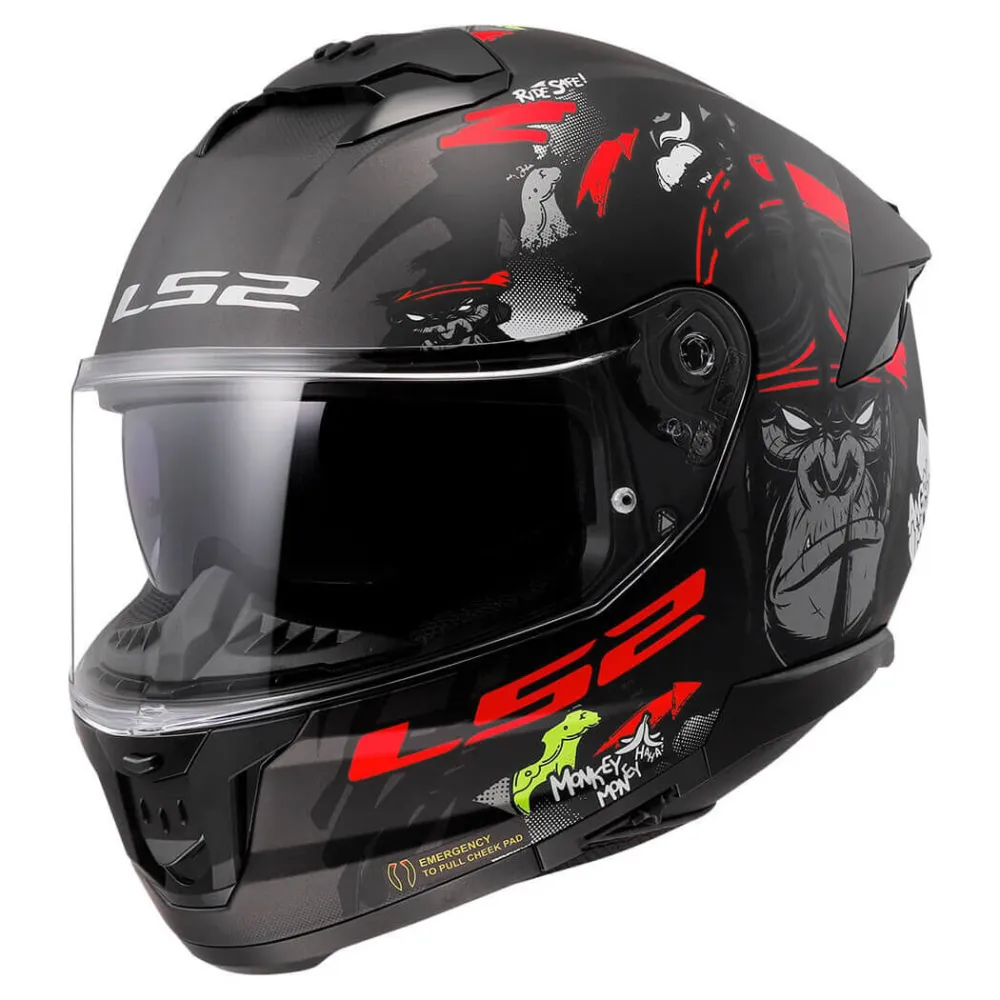 ŠALMAS LS2 Stream II ‘Angry Monkey’ JUODA/RAUDONA