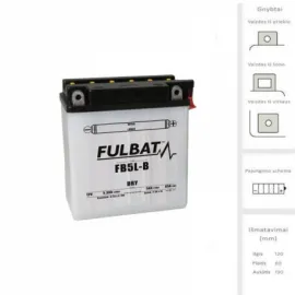Akumuliatorius FULBAT 5 Ah 65 A EN 12V YB5L-B (FB5L-B)