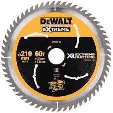 DeWALT pjovimo diskas medienai 210 mm T60; DT99567-QZ