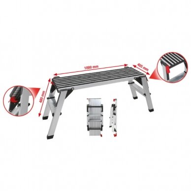 Aliuminio  platforma 960x300mm, H480mm, max 150kg, KS Tools 1