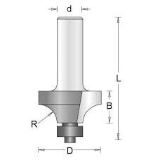 Apvalinimo freza Hikoki 754101; d=8 mm; D=15,9 mm; su guoliu