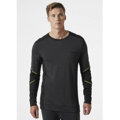 Apatiniai marškinėliai LIFA MERINO CREWNECK, 
juoda/žalia 2XL, Helly Hansen WorkWear 1
