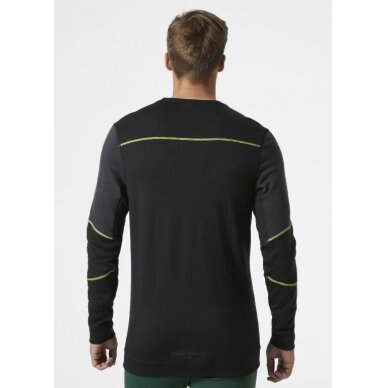Apatiniai marškinėliai LIFA MERINO CREWNECK, 
juoda/žalia 2XL, Helly Hansen WorkWear 2