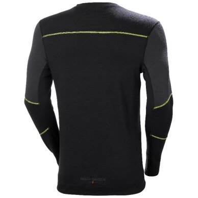 Apatiniai marškinėliai LIFA MERINO CREWNECK, 
juoda/žalia 2XL, Helly Hansen WorkWear 3