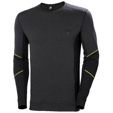 Apatiniai marškinėliai LIFA MERINO CREWNECK, 
juoda/žalia 2XL, Helly Hansen WorkWear