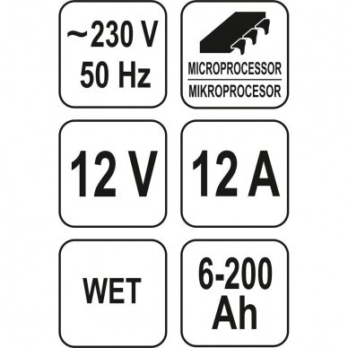 Automobilių akumuliatorių pakrovėjas Yato YT-8302; 12 V 2