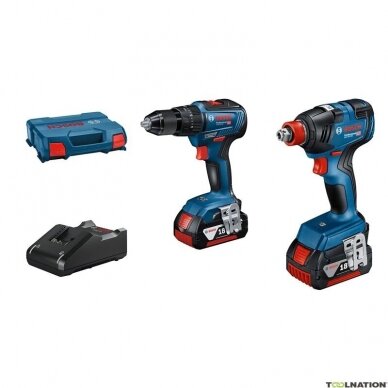 BOSCH GDX 18V-200 + GSB 18V-55 įrankių rinkinys 2x4 Ah