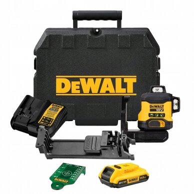 DeWALT DCLE34031D1 kryžminių linijų lazeris, 18V, 1x2,0 Ah, žalias