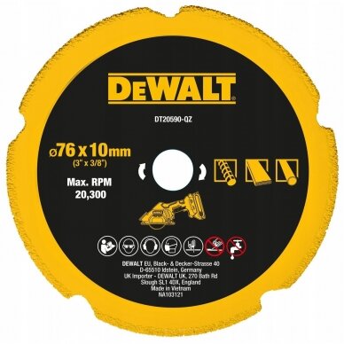 DeWALT DT20590-QZ kelių medžiagų deimantinis pjovimo diskas 76x10mm