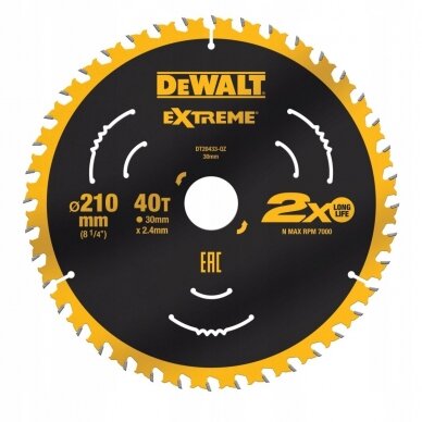 DeWALT pjovimo diskas medienai 210 mm T40; DT20433-QZ