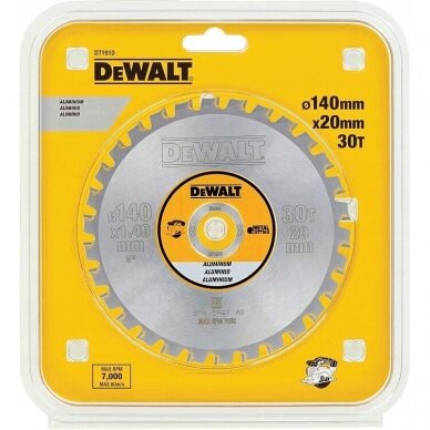 DT1910 DeWALT metalo pjovimo diskas 140x20, 30T